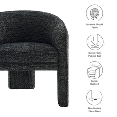Greer Charcoal Boucle Fabric Upholstered Accent Armchair - Ornate Home