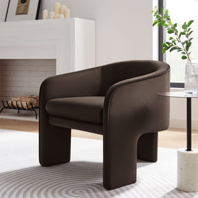 Greer Chocolate Brown Performance Velvet Upholstered Accent Armchair - Ornate Home