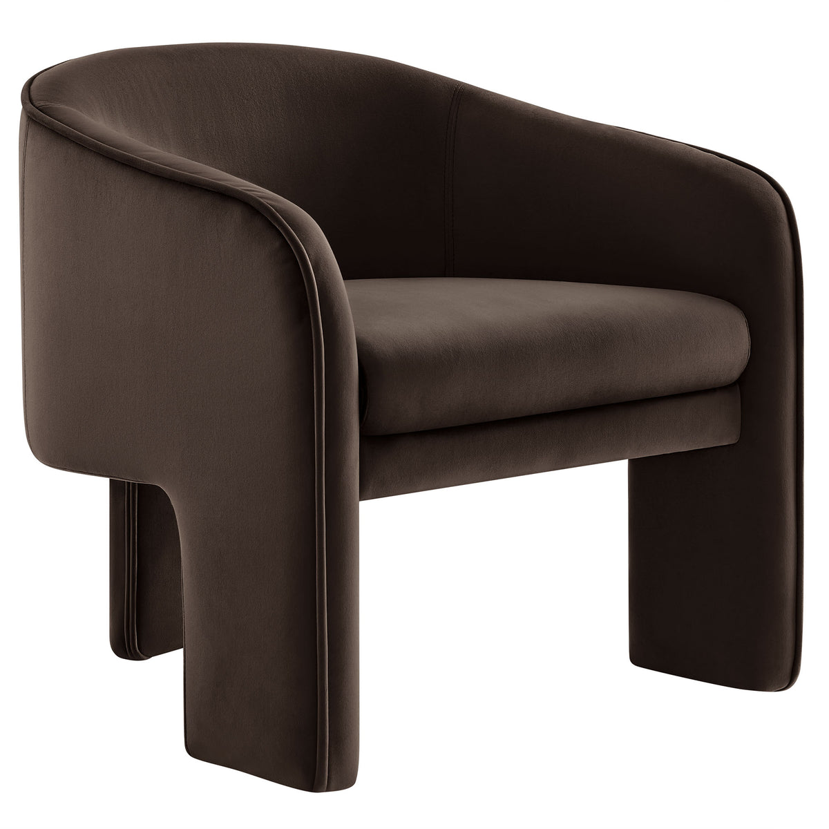 Greer Chocolate Brown Performance Velvet Upholstered Accent Armchair - Ornate Home