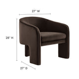 Greer Chocolate Brown Performance Velvet Upholstered Accent Armchair - Ornate Home