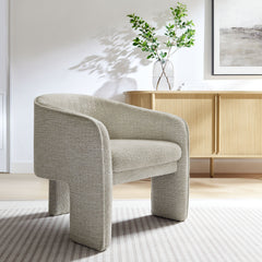 Greer Parchment Boucle Fabric Upholstered Accent Armchair - Ornate Home