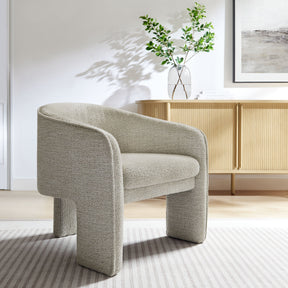 Greer Parchment Boucle Fabric Upholstered Accent Armchair - Ornate Home