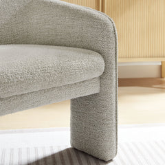 Greer Parchment Boucle Fabric Upholstered Accent Armchair - Ornate Home
