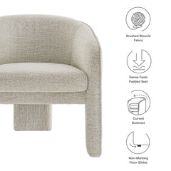 Greer Parchment Boucle Fabric Upholstered Accent Armchair - Ornate Home