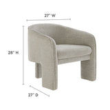Greer Parchment Boucle Fabric Upholstered Accent Armchair - Ornate Home