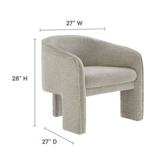 Greer Parchment Boucle Fabric Upholstered Accent Armchair - Ornate Home