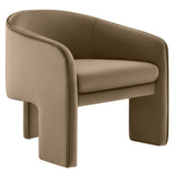 Greer Taupe Performance Velvet Upholstered Accent Armchair - Ornate Home