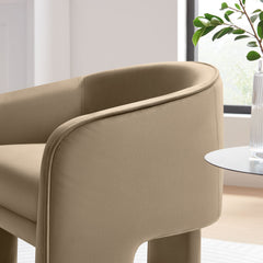 Greer Taupe Performance Velvet Upholstered Accent Armchair - Ornate Home