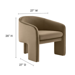 Greer Taupe Performance Velvet Upholstered Accent Armchair - Ornate Home