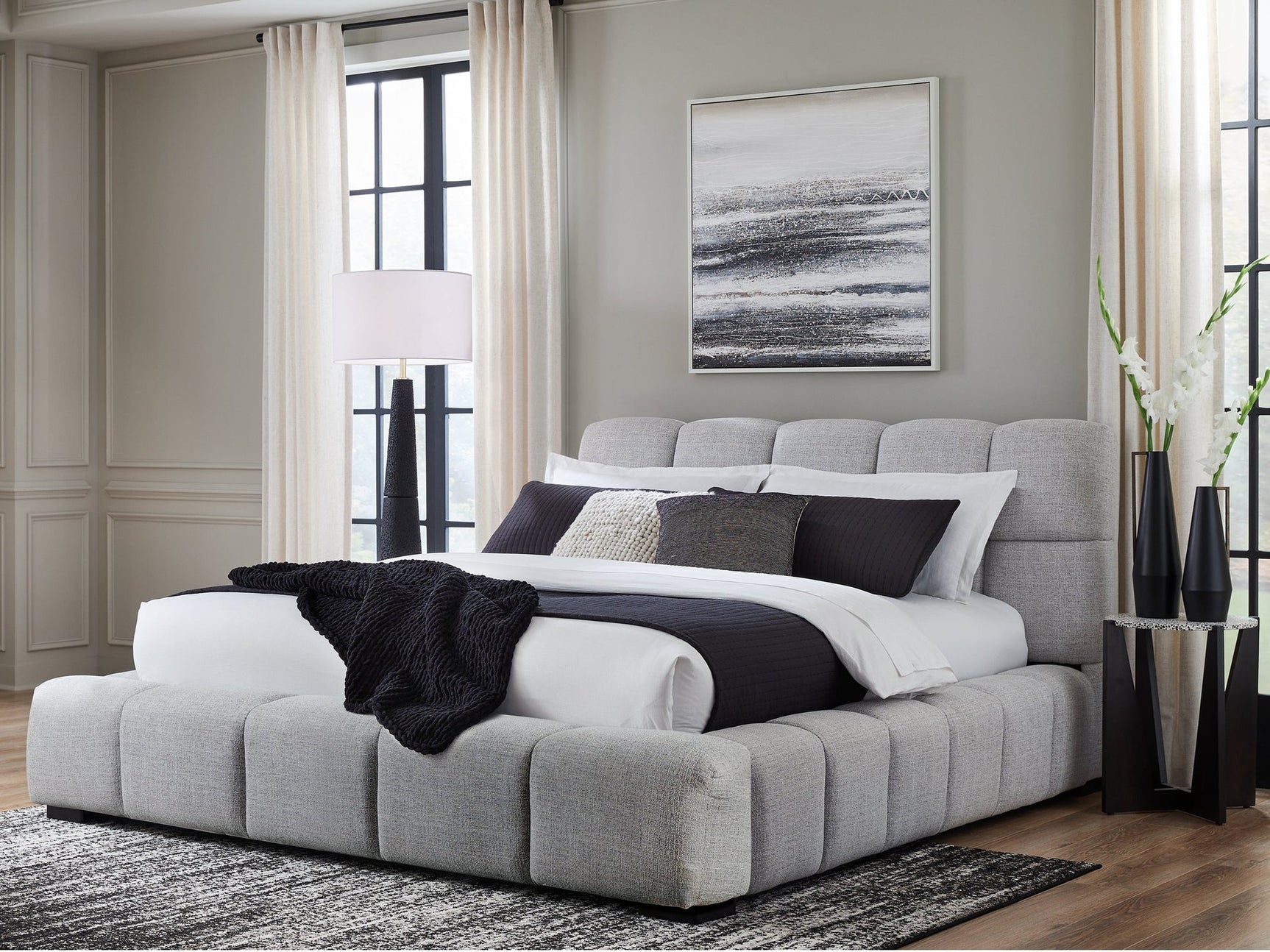 Grendusk Light Gray Queen Upholstered Bed (Online Special Price) - Ornate Home