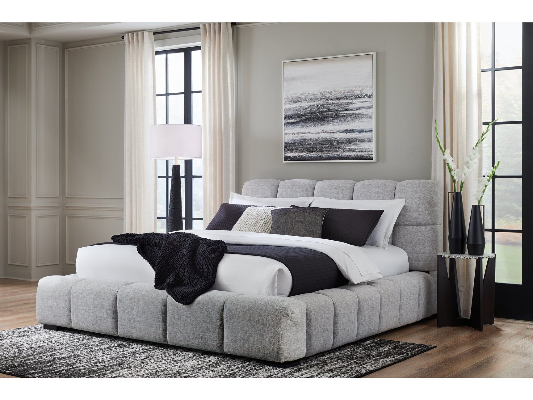 Grendusk Light Gray Queen Upholstered Bed - Ornate Home