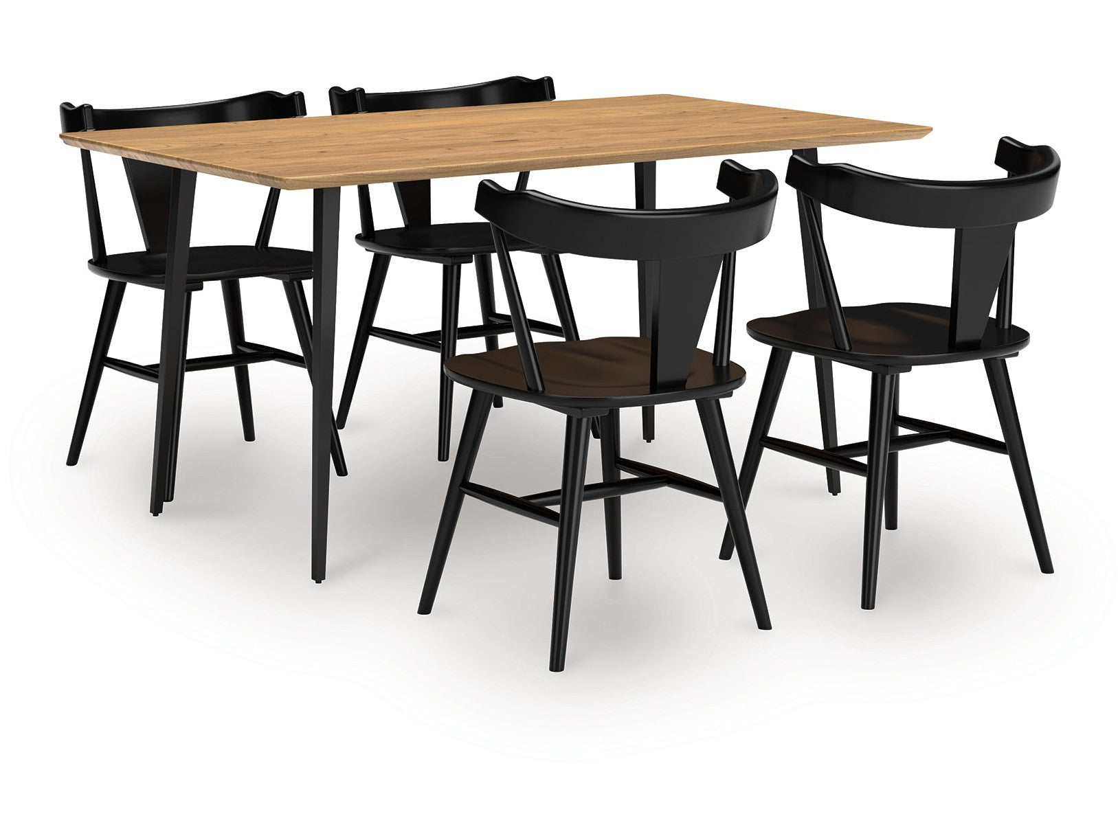 Gretlynn Black/Natural Dining Table and 4 Chairs (Online Special Price) - Ornate Home