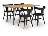 Gretlynn Black/Natural Dining Table and 4 Chairs - Ornate Home