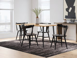 Gretlynn Black/Natural Dining Table and 4 Chairs - Ornate Home