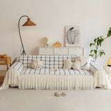 Grid Sofa Cover with Ruffle Skirt – Soft, Decorative, Full-Cover Couch Protector - Ornate Home