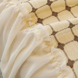 Grid Textured Sofa Cover with Sheer Ruffle Skirt, Pet-Friendly Sofa Throw Slipcover - Ornate Home