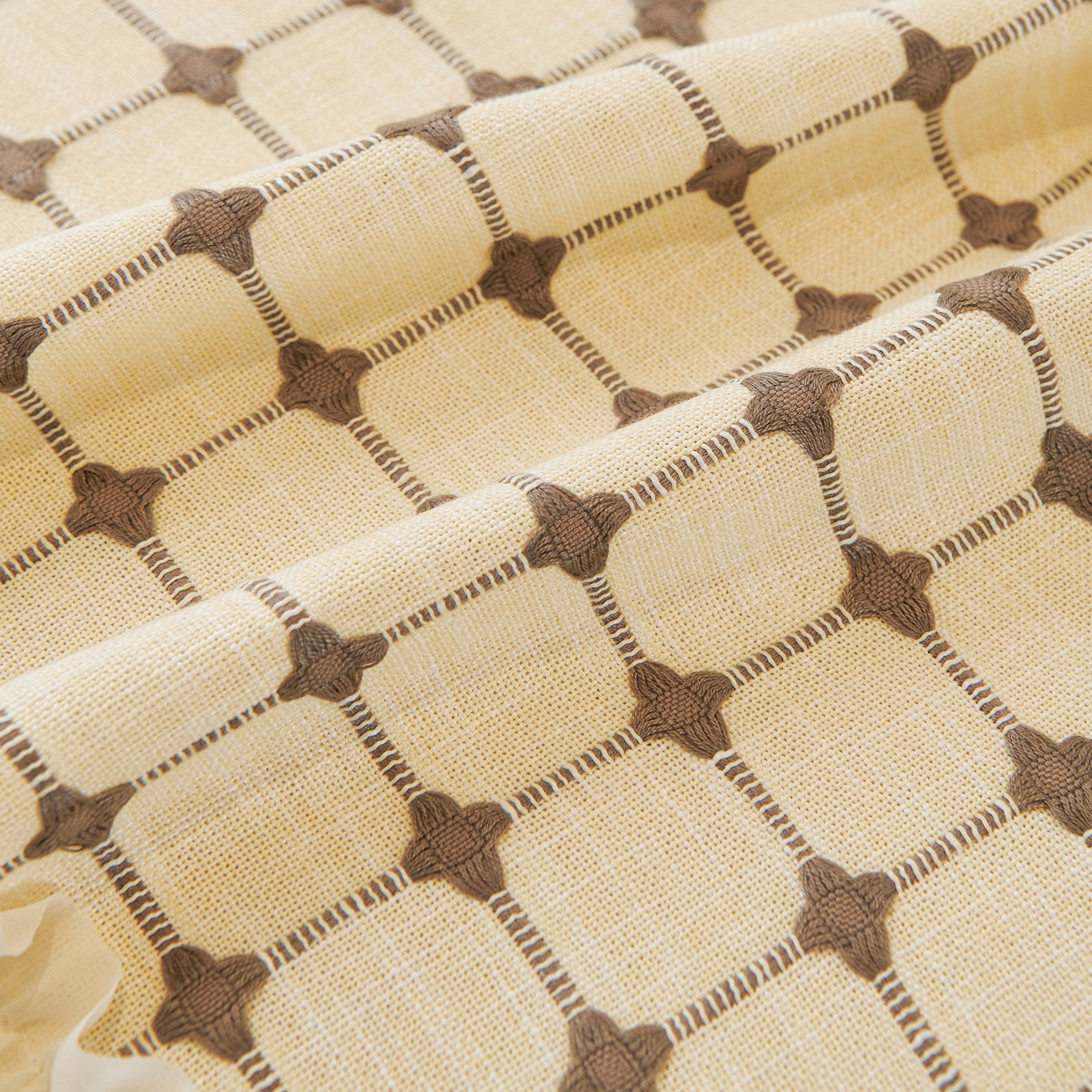 Grid Textured Sofa Cover with Sheer Ruffle Skirt, Pet-Friendly Sofa Throw Slipcover - Ornate Home