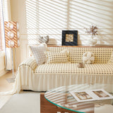 Grid Textured Sofa Cover with Sheer Ruffle Skirt, Pet-Friendly Sofa Throw Slipcover - Ornate Home