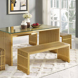 Gridiron Gold Medium Stainless Steel Bench - Ornate Home