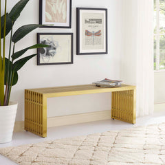Gridiron Gold Medium Stainless Steel Bench - Ornate Home