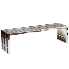 Gridiron Silver Benches (Set of 2) - Ornate Home