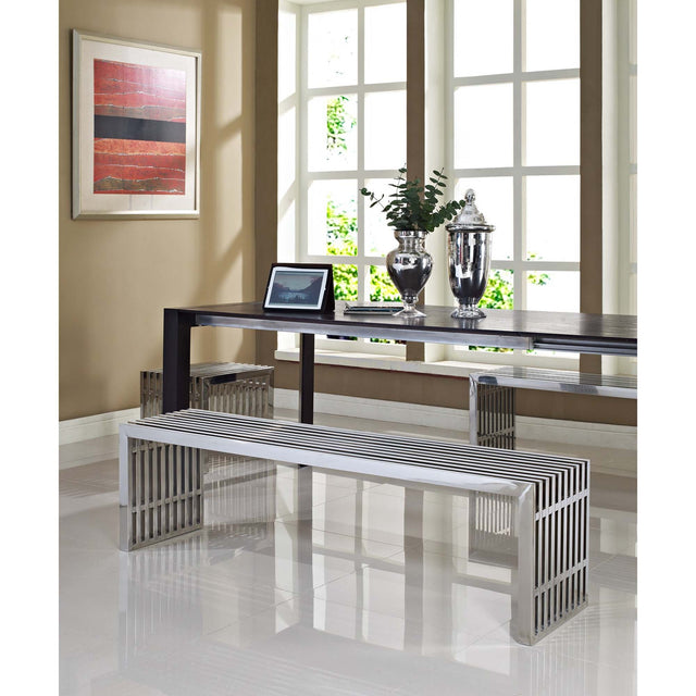 Gridiron Silver Benches (Set of 3) - Ornate Home