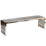 Gridiron Silver Benches (Set of 3) - Ornate Home