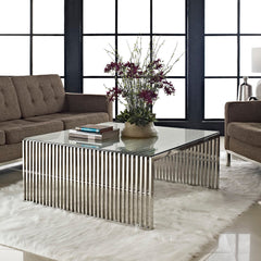 Gridiron Silver Coffee Table - Ornate Home