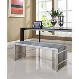 Gridiron Silver Large Stainless Steel Bench - Ornate Home