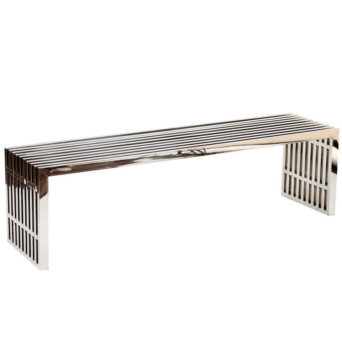 Gridiron Silver Large Stainless Steel Bench - Ornate Home
