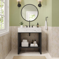 Gridiron White/Black 30" Bathroom Vanity - Ornate Home