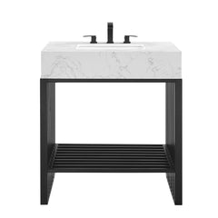 Gridiron White/Black 30" Bathroom Vanity - Ornate Home