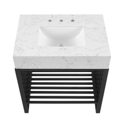 Gridiron White/Black 30" Bathroom Vanity - Ornate Home