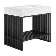 Gridiron White/Black 36" Bathroom Vanity - Ornate Home