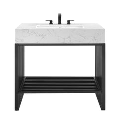 Gridiron White/Black 36" Bathroom Vanity - Ornate Home