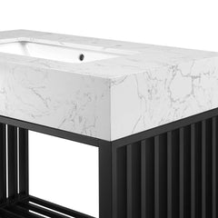 Gridiron White/Black 36" Bathroom Vanity - Ornate Home