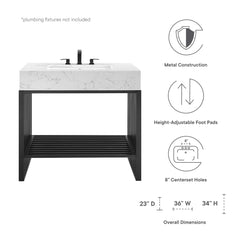 Gridiron White/Black 36" Bathroom Vanity - Ornate Home