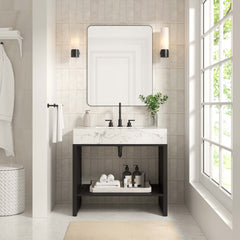 Gridiron White/Black 36" Bathroom Vanity - Ornate Home