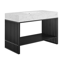 Gridiron White/Black 48" Bathroom Vanity - Ornate Home
