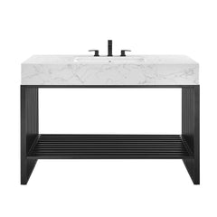 Gridiron White/Black 48" Bathroom Vanity - Ornate Home