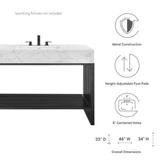 Gridiron White/Black 48" Bathroom Vanity - Ornate Home