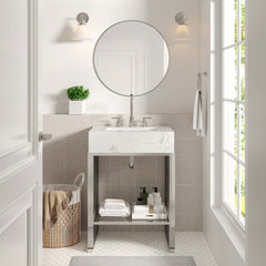 Gridiron White/Silver 24" Bathroom Vanity - Ornate Home