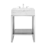 Gridiron White/Silver 24" Bathroom Vanity - Ornate Home