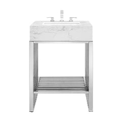Gridiron White/Silver 24" Bathroom Vanity - Ornate Home