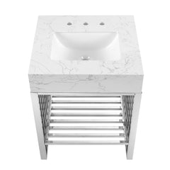 Gridiron White/Silver 24" Bathroom Vanity - Ornate Home