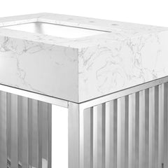 Gridiron White/Silver 24" Bathroom Vanity - Ornate Home