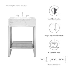 Gridiron White/Silver 24" Bathroom Vanity - Ornate Home