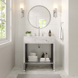Gridiron White/Silver 30" Bathroom Vanity - Ornate Home