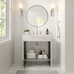 Gridiron White/Silver 30" Bathroom Vanity - Ornate Home