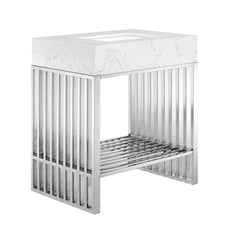 Gridiron White/Silver 30" Bathroom Vanity - Ornate Home